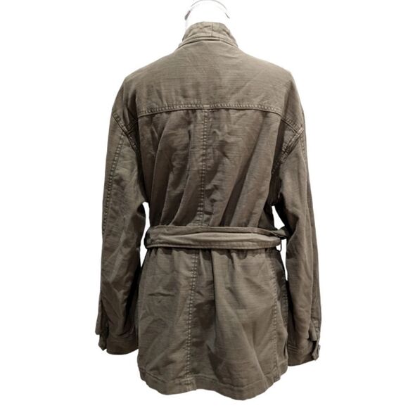 Free People Army Green Military Warp Jacket Cargo Utility Trench belted Size M - Picture 8 of 15